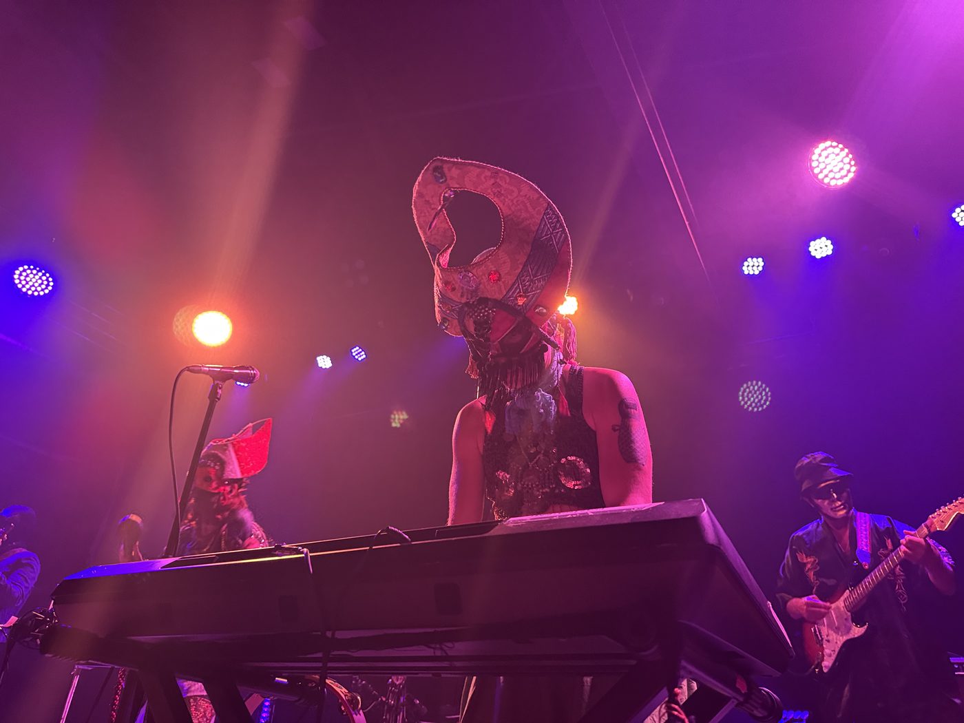 Goat performers on stage at Bridgeworks, Hamilton