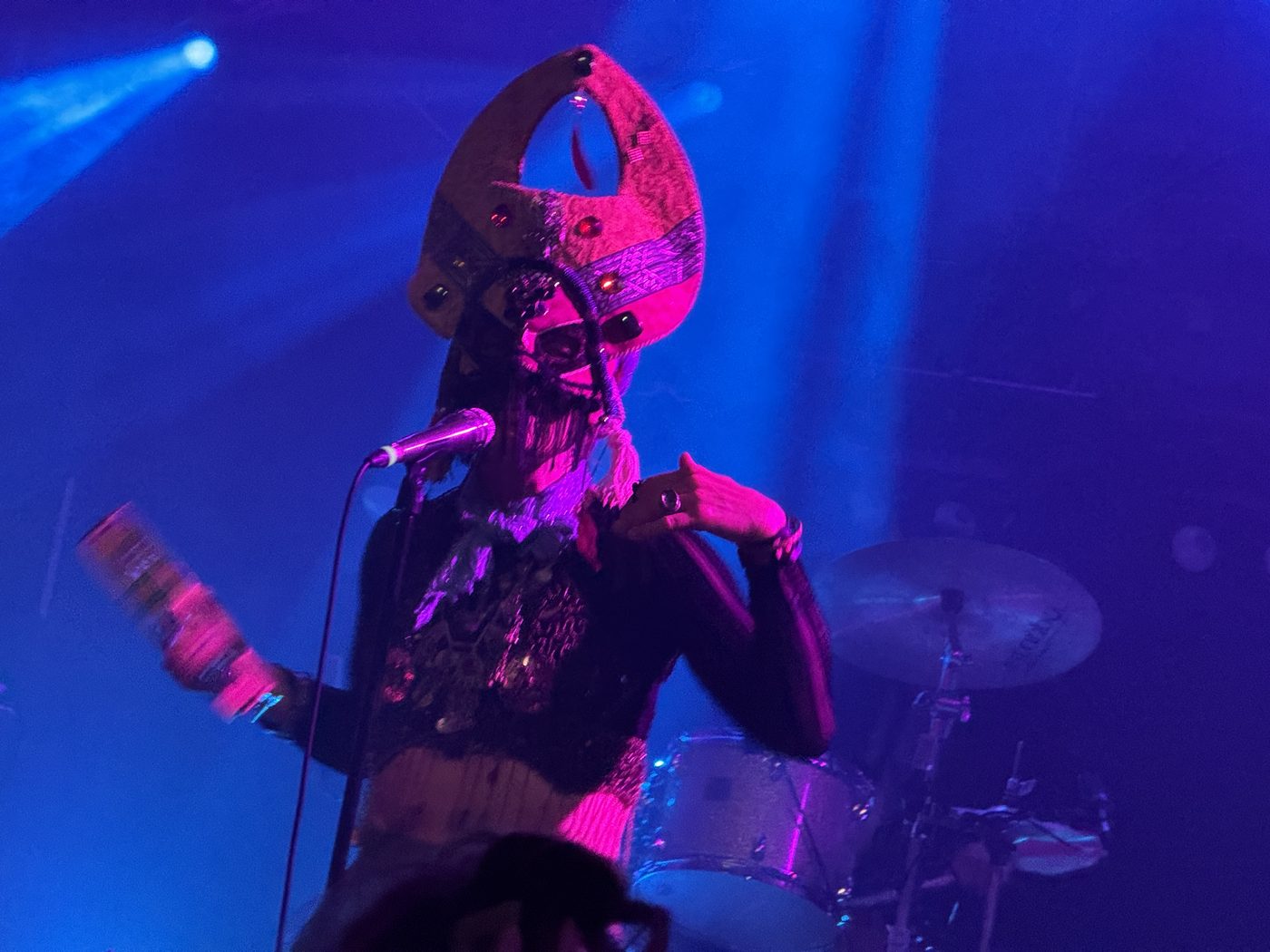 Masked singer from Goat performing live